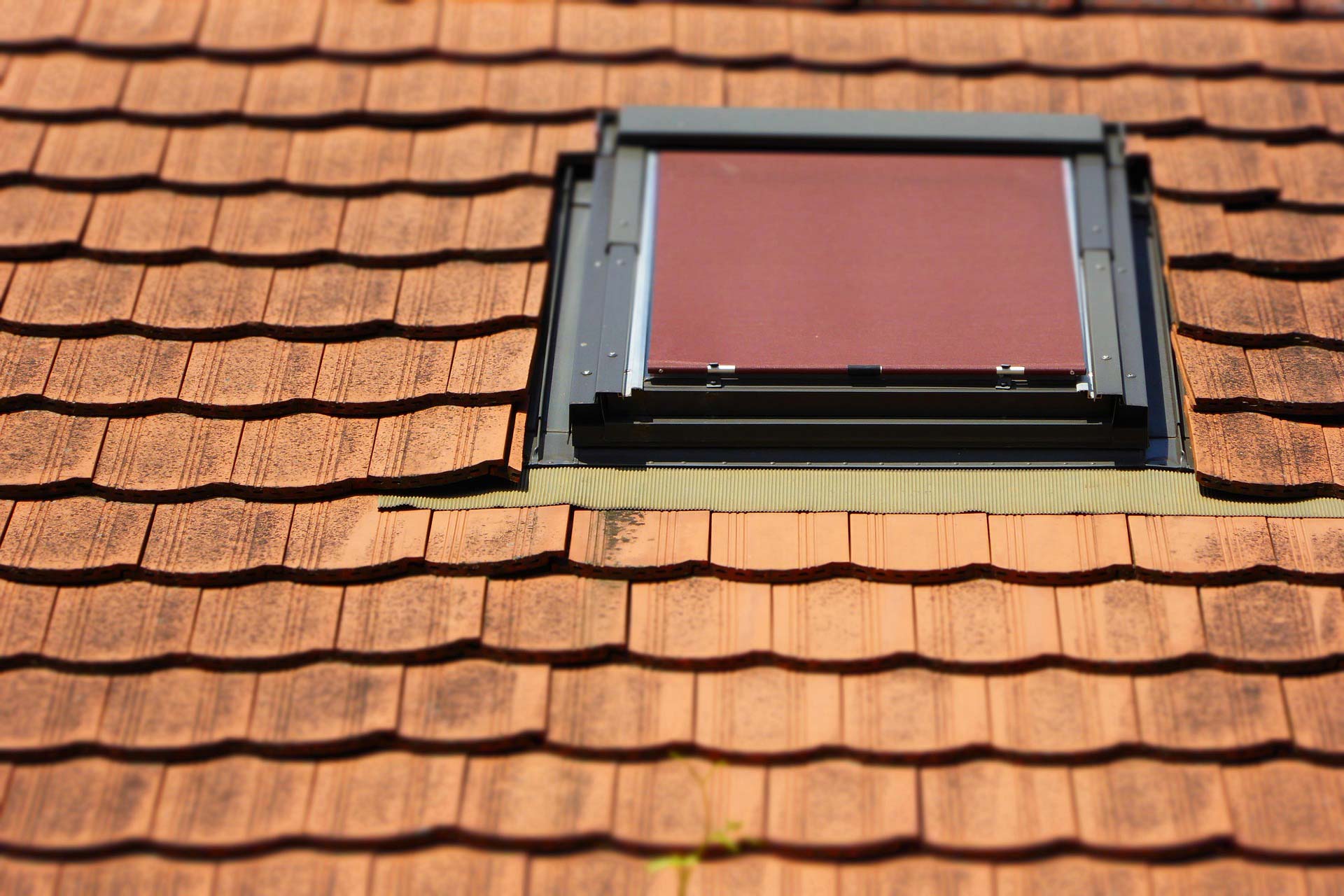 A close-up photo of flashing around a skylight