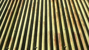 A rusted metal roof