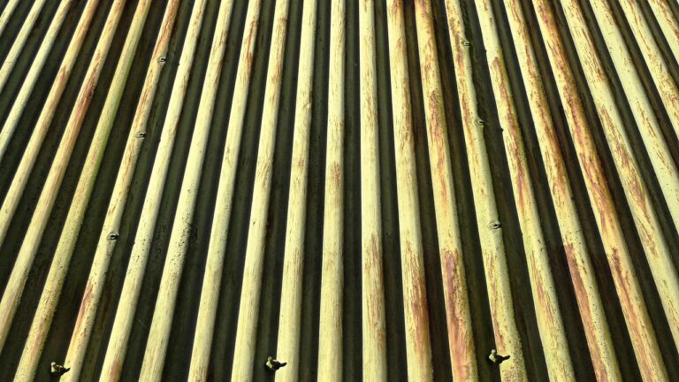 A rusted metal roof