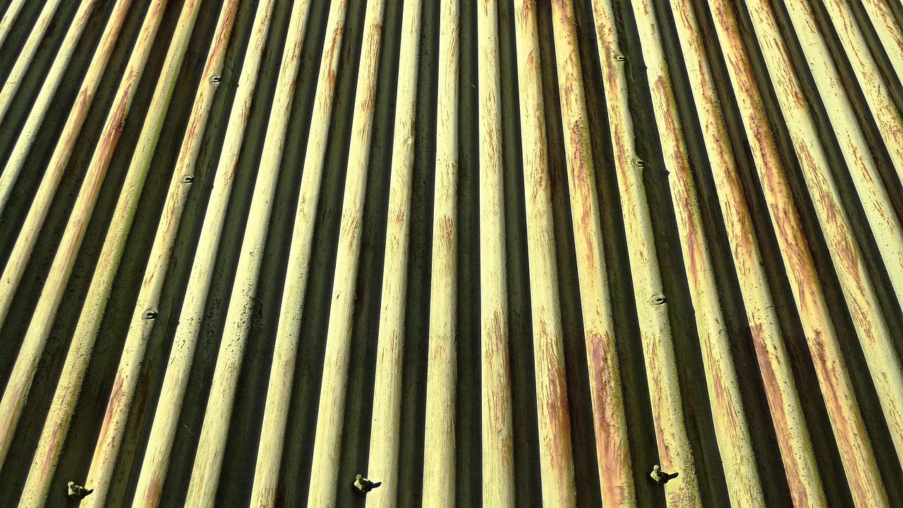 A rusted metal roof