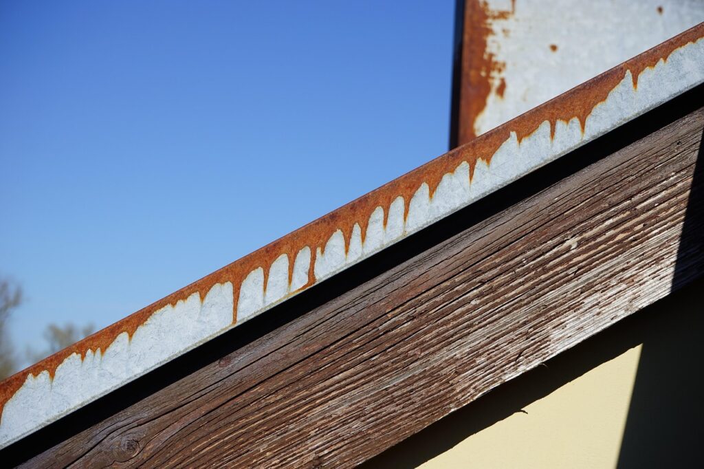 Severely rusted metal roof